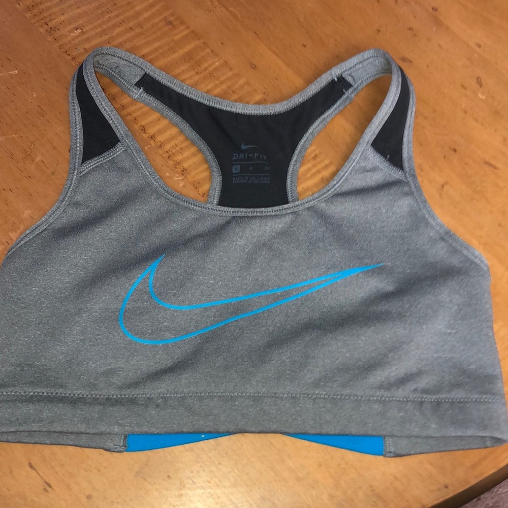 Nike blue criss cross sports bra dri fit size small workout gym bra sports top